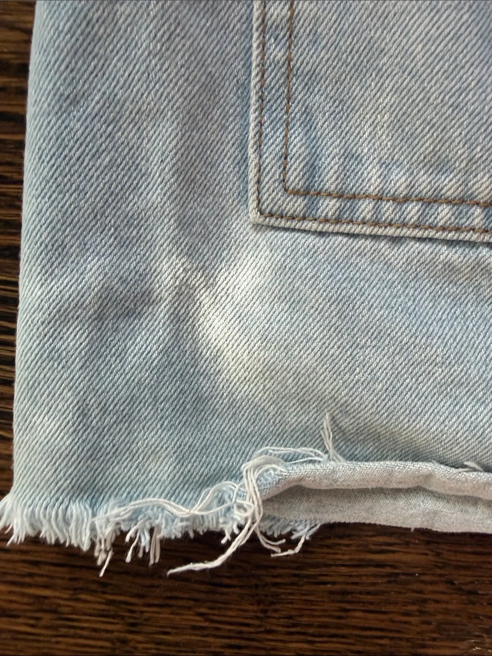 Edikted Light Blue Denim Mini Skirt with frayed hem size XS - Picture 5 of 6